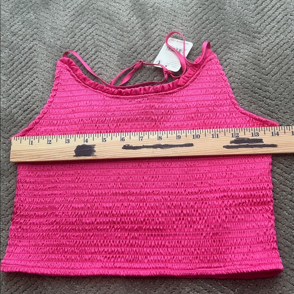 NWT $58 Free People [ Small ]Smocked Right on Time Camisole Fuchsia Pink - Picture 7 of 9